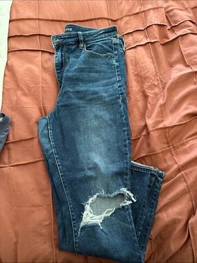 American Eagle Outfitters Dark Blue Ripped Skinny Jeans